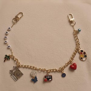 Cadena para bolso con dije personalizado / Accesorio para bolso de doble eslabón dorado imagen 8