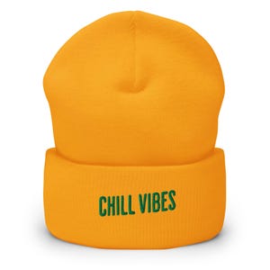 Chill Vibes Beanie – Cozy Knit Hat with Positive Vibes Embroidery