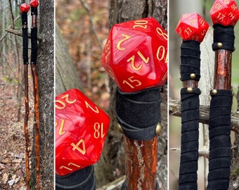 D20 Staff of Dungeon Mastery - Nat 20 in Pearlescent Red (DM3)