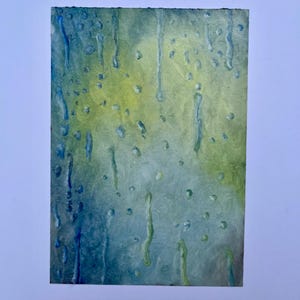 Original colourful rainy day oil painting on paper abstract wall art decor