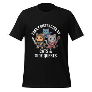 Snel afgeleid door katten en nevenmissies | Leuke digitale download RPG Cat | Fantasy Cat-png-bestand voor shirts, hoodies, draagtassen en meer