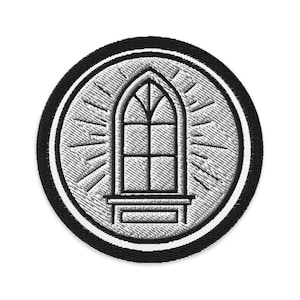 Broderilapp med emblem för rött rumsfönster | Jane Eyre-inspirerad stryk- och sylapp | Gotisk viktoriansk litteraturgåva