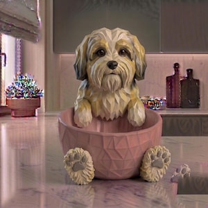Low Poly Dog Planter STL, Puppy Pen Holder 3D Print File, Cute Dog Desk Organizer, Geometric Pet Pot Digital Download