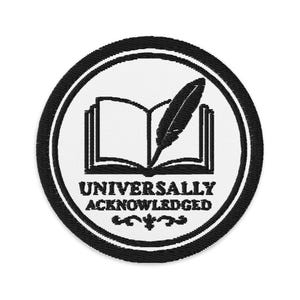 "Mini Aufnäher ""Truth Universally Acnowledged"" - Aufnäher, Aufnäher, Aufnäher, Aufnäher, Aufnäher, Aufnäher für Buchliebhaber."