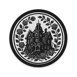 Satis House Silhouette med övervuxna rosor - Romantiskt, stämningsfullt broderi i Cottagecore (stryk-på eller sy-på), inspirerat av stora förväntningar