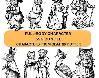 Beatrix Potter SVG Bundle | Classic Storybook Characters PNG | 300 DPI Sublimation & Shirt Printing