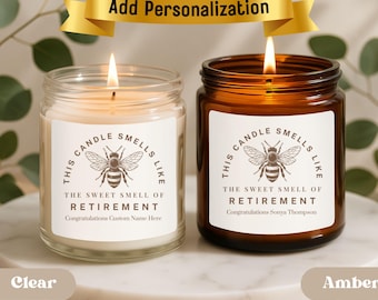Vela de jubilación personalizada con nombre personalizado, dulce aroma a jubilación, regalo para jubilados, vela de recuerdo única