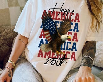 Happy 250th USA 250th Anniversary Tee Vintage Graphic Shirt Comfort Colors Independence Day Top American 250 Years Celebration