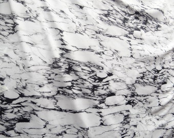 4-Way Stretch Spandex Fabric - White Marble