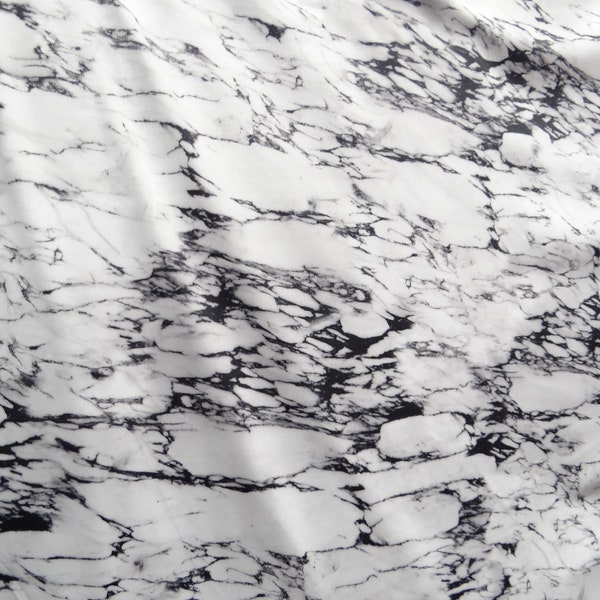 4-Way Stretch Spandex Fabric - White Marble