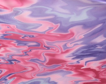 4-Way Stretch Printed Mesh Fabric - Purple and Pink Ice Cream Drip