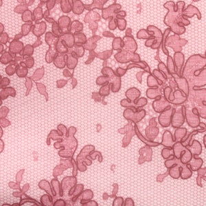 4-Way Stretch Printed Mesh Fabric -  Pink Lace