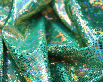 Gold/Green Shattered Glass Spandex - 4- Way Stretch Fabric