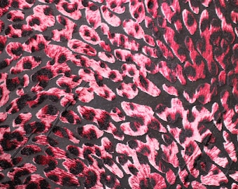 4-Way Stretch Burnout Velvet - Maroon Cheetah