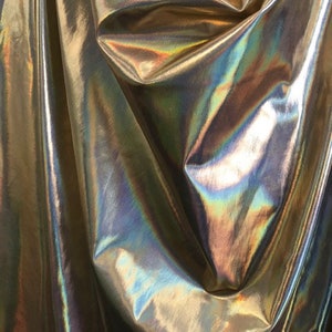 4-Way Stretch Holographic Foil Spandex Fabric - Gold Holographic Foil