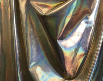 4-Way Stretch Holographic Foil Spandex Fabric - Gold Holographic Foil