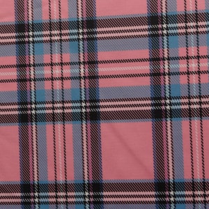 4-Way Stretch Printed Spandex Fabric - Pink Tartan Plaid