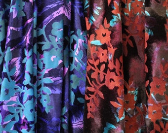 4-Way Stretch Velvet Burnout Fabric -  Dainty Floral