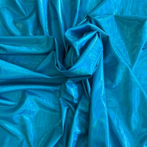 4-Way Stretch Solid Holographic Spandex Fabric - Turquoise