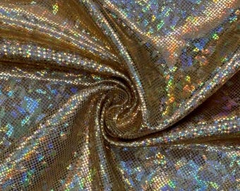 Gold Shattered Glass Spandex - 4-Way Stretch Fabric
