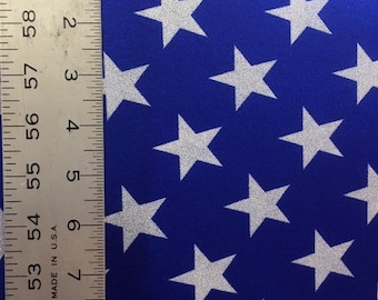 Metallic Mystique - White and Blue Stars Mystique - 4- Way Stretch Spandex - USA Flag Stars - Patriotic Stars