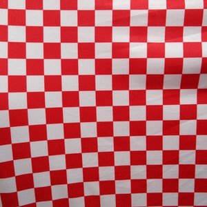 4-Way Stretch Printed Spandex  - Red and White Checkered Print
