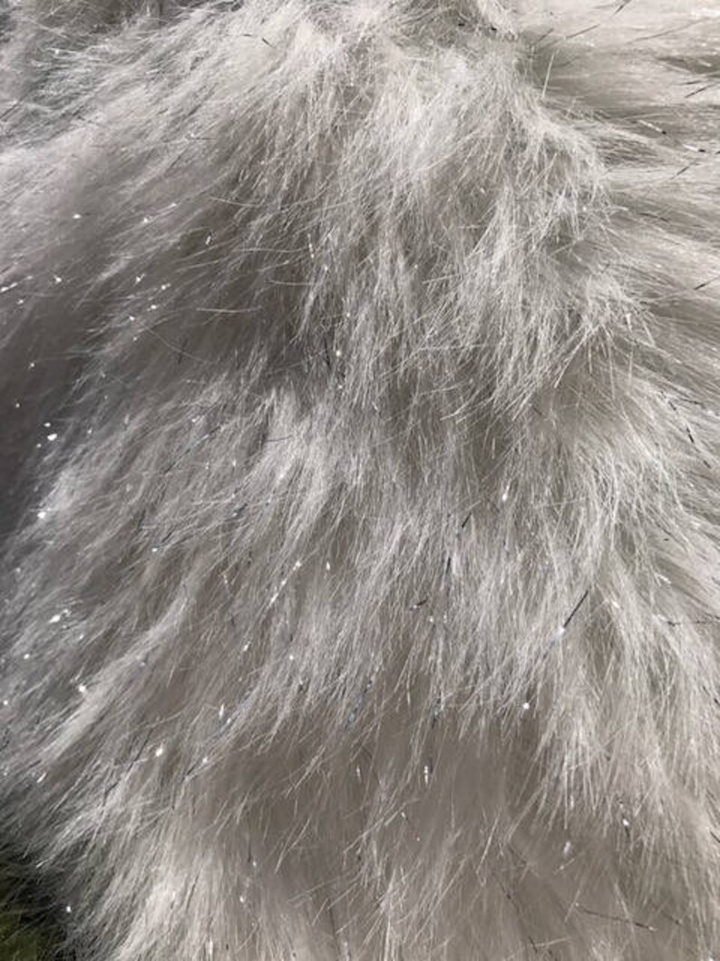 Tinsel Shag 60 Wide Faux Fur Fabric White/Silver Etsy