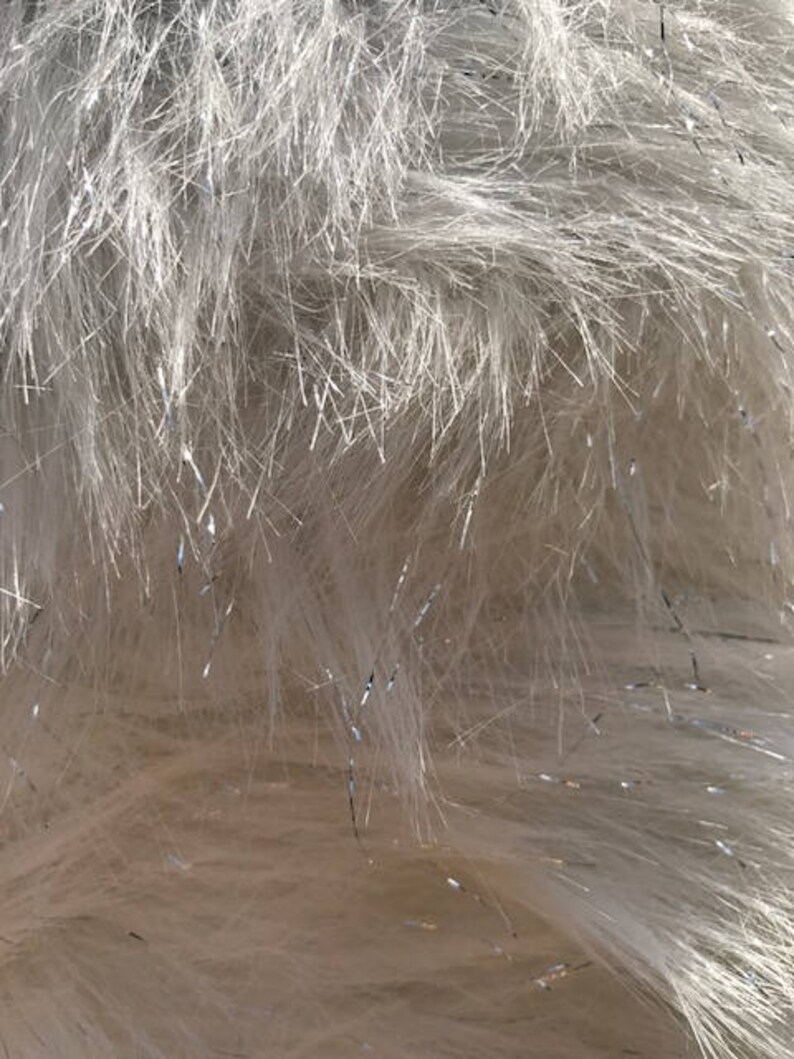 Tinsel Shag 60 Wide Faux Fur Fabric White/Silver Etsy