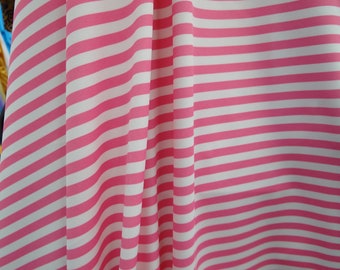 4-Way Stretch White and Pink Striped Spandex - Quarter Inch Stripe