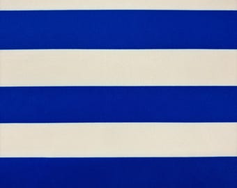 4-Way Stretch Blue and White Striped Spandex - 1"  Stripe