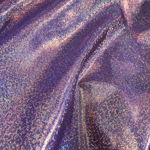 4-Way Stretch Holographic Mystique Spandex Fabric -  Purple Spandex Gold Mystique
