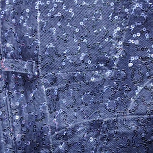 4-Way Stretch Sequin Mesh Printed Fabric - Denim Patchwork