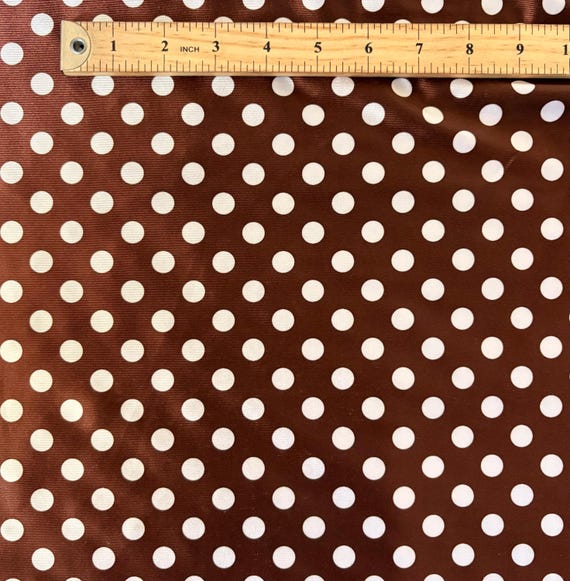 Brown & White Polka Dot Stretch Satin Spandex Fabric – 4 Way Stretch, Shiny Finish, Dancewear, Swimwear, Costume Fabric by the Yard