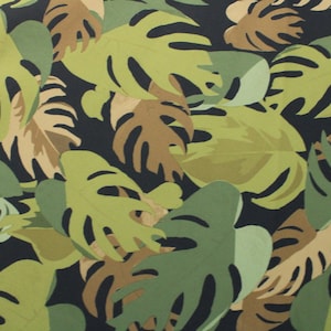 4-Way Stretch Printed Spandex Fabric - Tropical Green Monstera Leaves