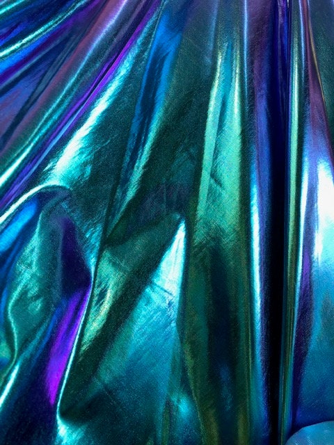4-way Stretch Holographic Foil Spandex Fabric Blue - Etsy