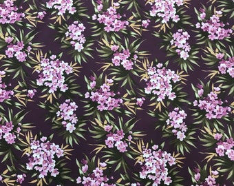 4-Way Stretch Printed Spandex Fabric - Eggplant Maldives