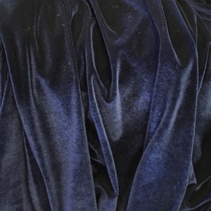 Fluwelen stof met stretch in vier richtingen - marineblauw