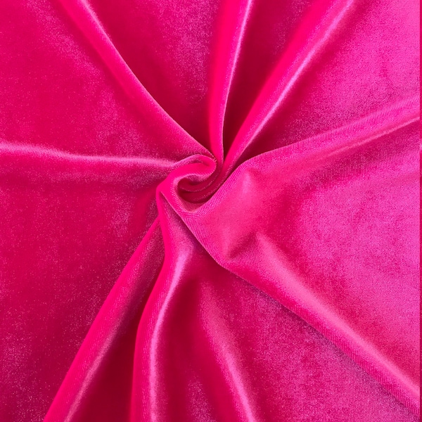 4-Way Stretch Velvet Fabric - Neon Pink