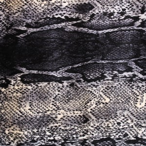 4-Way Stretch Printed Velvet Fabric - Navy and White Snake