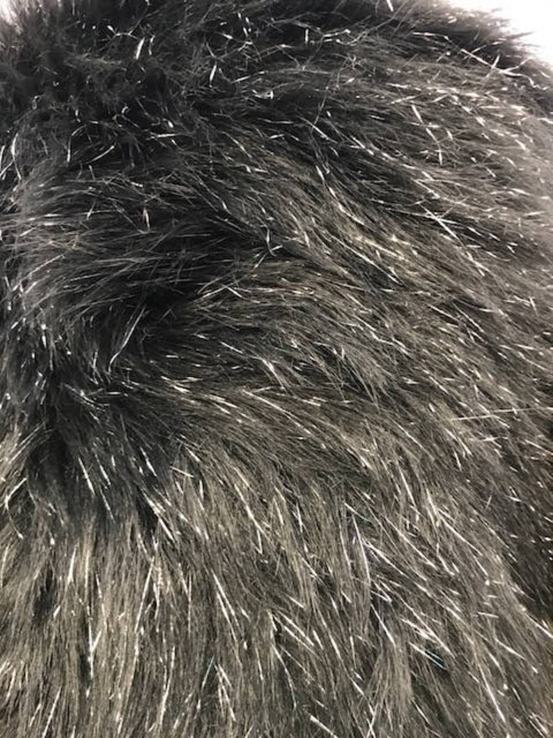 Tinsel Shag 60 Wide Faux Fur Fabric Black/Silver Etsy