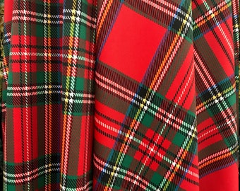 4-Way Stretch Printed Spandex Fabric - Red Christmas Plaid
