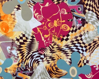4-Way Stretch Printed Spandex Fabric -  70's Flowers