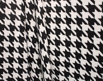 4-Way Stretch Printed Spandex Fabric - Black and White Houndstooth