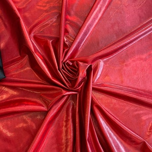 4-Way Stretch Solid Holographic Spandex Fabric - Red