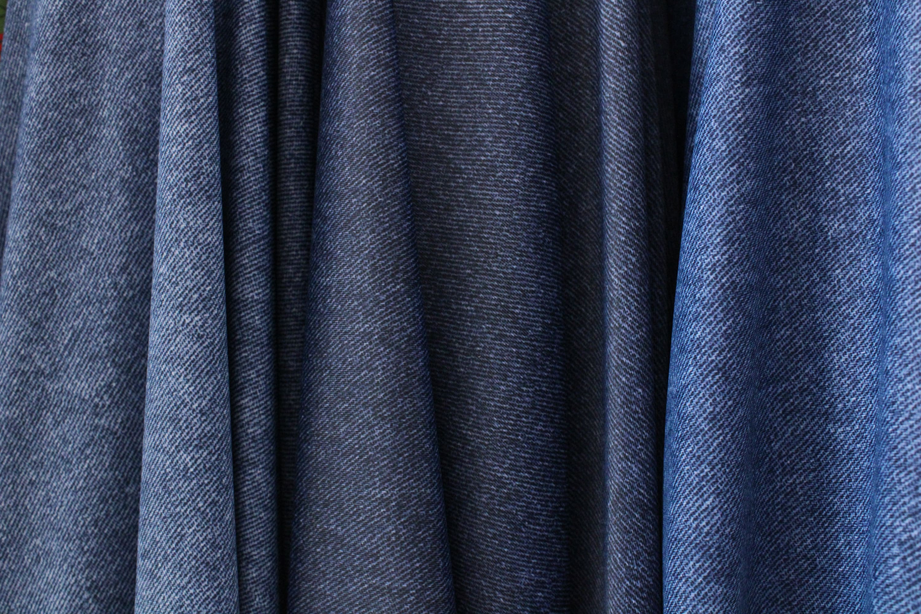 4-Way Stretch Printed Spandex Fabric - Denim Print - Light, Medium, Dark