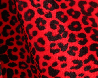 Fluwelen stof met 4-way stretch en print - rode cheetah