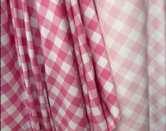 4-Way Stretch Printed Spandex Fabric Doll Pink Gingham