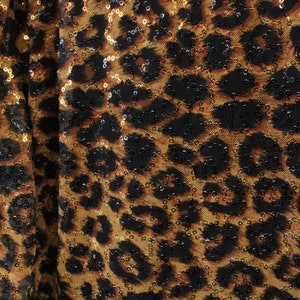 4-Way Stretch Sequin Mesh Printed Fabric - Amber Cheetah