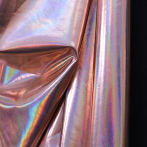 4-Way Stretch Holographic Foil Spandex Fabric - Rose Gold Holographic Foil
