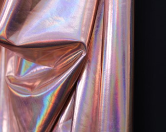 4-Way Stretch Holographic Foil Spandex Fabric - Rose Gold Holographic Foil